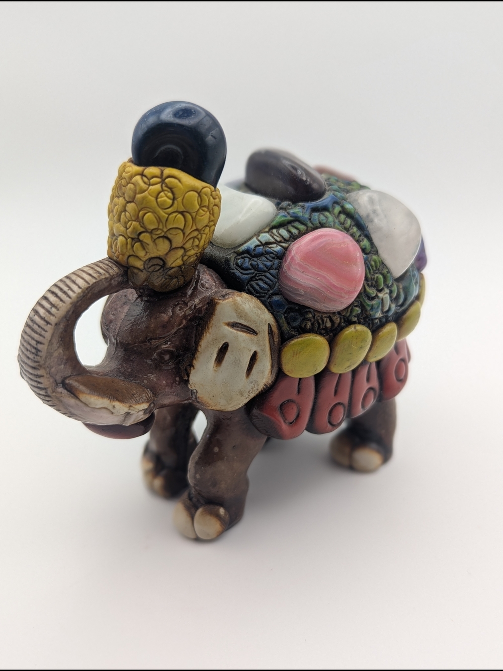 Handcrafted Multicolor Decorative Elephant Figurine - Home Art Accent